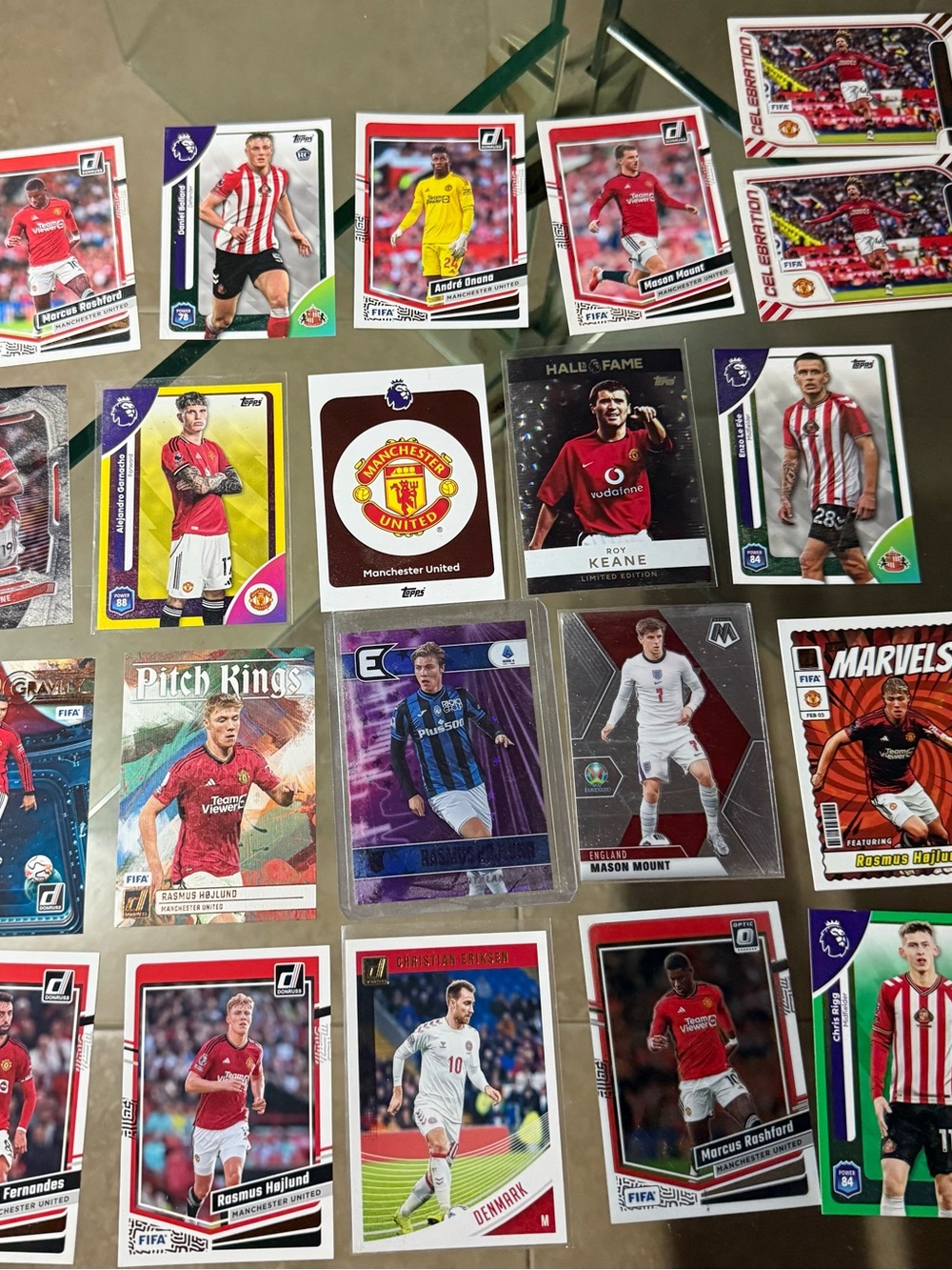 21 Manchester United Premier League soccer card lot Donruss Prizm Topps Optic Ca